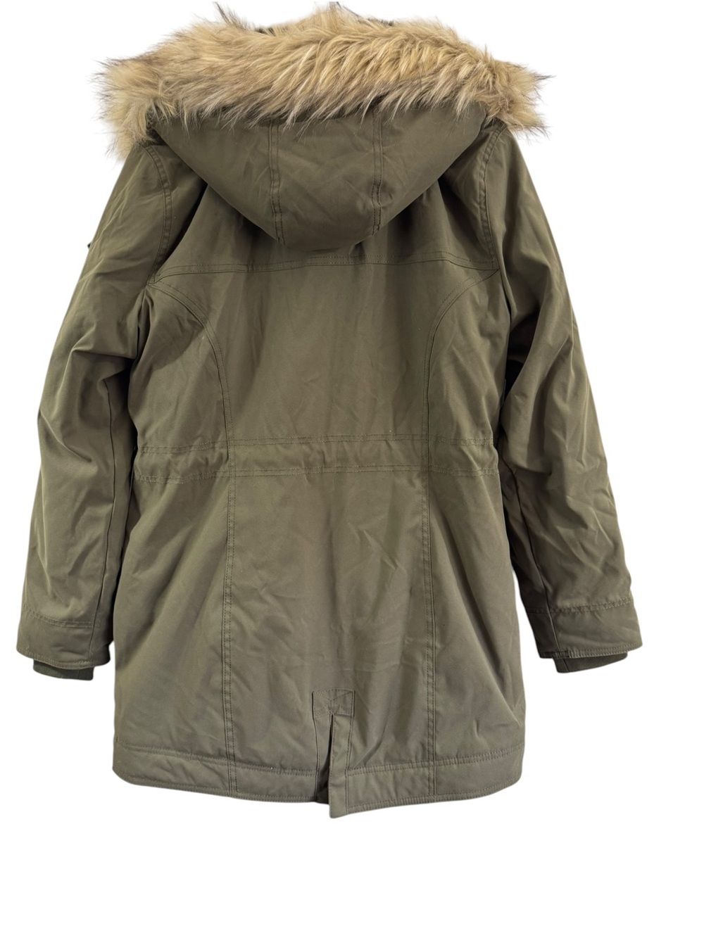 Hollister olive green sherpa-lined faux-fur trimmed hooded parka Size large - Picture 2 of 13